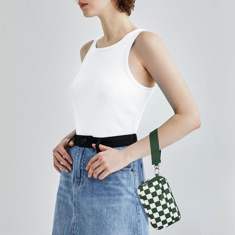 NEWROGENG Checkered WristleWallets for Women, RFID Wallet Crossbody with 4 Zippers, Credit Card Holder Cell Phone Organizer - Image 2